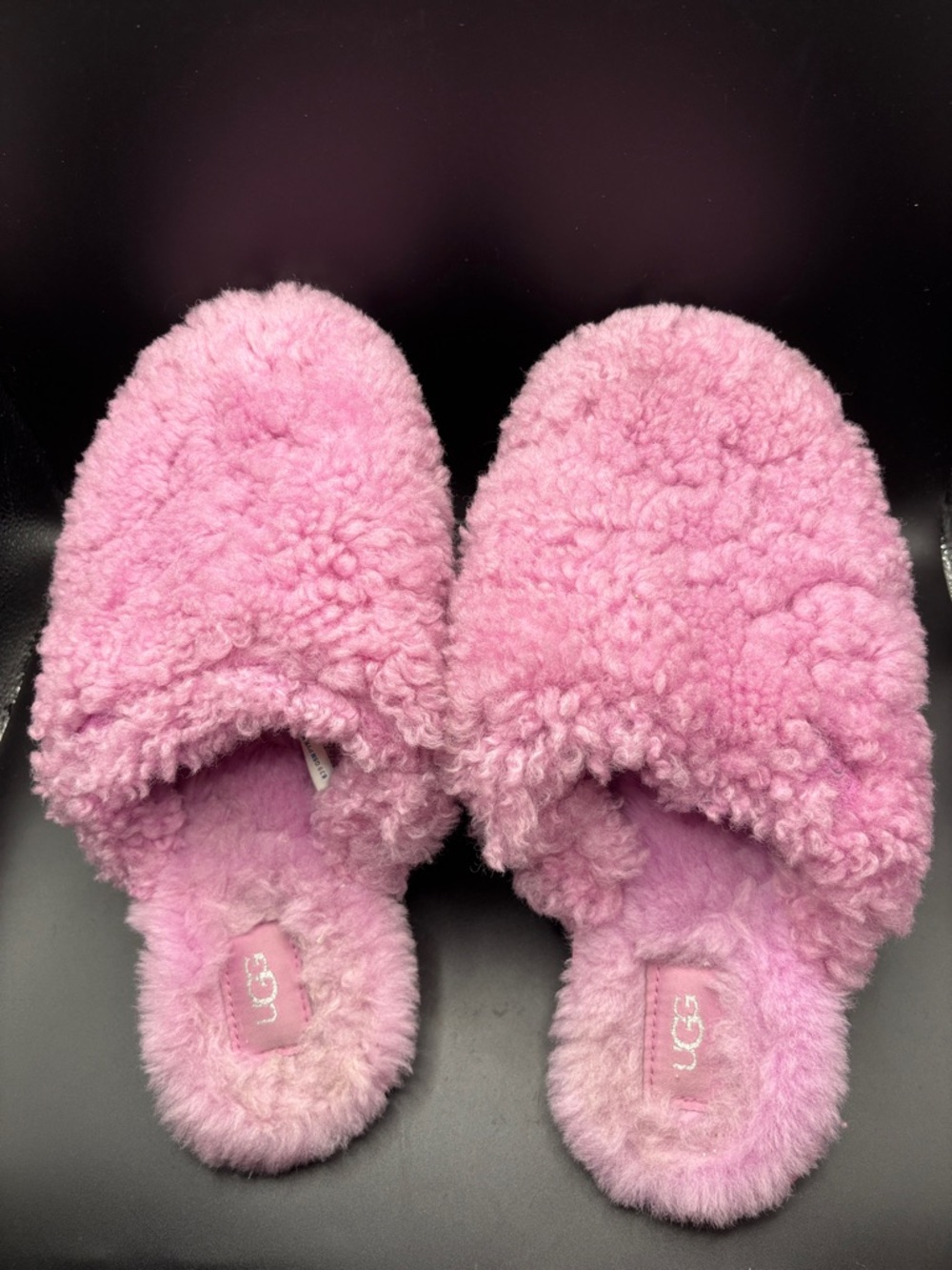 UGG Soft Pink Shearling Slide Slippers